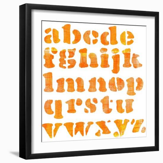 Textured Orange Watercolor Alphabet, Isolated-donatas1205-Framed Art Print