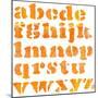 Textured Orange Watercolor Alphabet, Isolated-donatas1205-Mounted Art Print