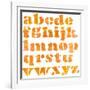 Textured Orange Watercolor Alphabet, Isolated-donatas1205-Framed Art Print