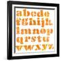 Textured Orange Watercolor Alphabet, Isolated-donatas1205-Framed Art Print