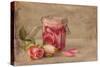 Textured Still Life of Rose Water and Roses on a Painterly Background-Anyka-Stretched Canvas