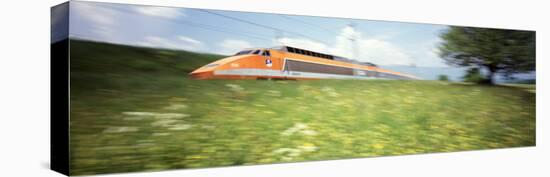 TGV High-Speed Train Moving Through Hills, Blurred Motion-null-Stretched Canvas