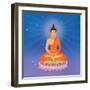 Thai Buddha on Lotus Flower, Illustration-Phiphat Suwanmon-Framed Art Print