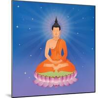 Thai Buddha on Lotus Flower, Illustration-Phiphat Suwanmon-Mounted Art Print