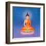 Thai Buddha on Lotus Flower, Illustration-Phiphat Suwanmon-Framed Art Print