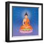 Thai Buddha on Lotus Flower, Illustration-Phiphat Suwanmon-Framed Art Print