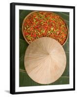 Thai Chile Peppers and Traditional Hat, Isan Region, Thailand-Gavriel Jecan-Framed Premium Photographic Print