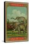 Thai Cotton Label with Elephants-null-Framed Stretched Canvas