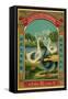 Thai Cotton Label with Geese-null-Framed Stretched Canvas