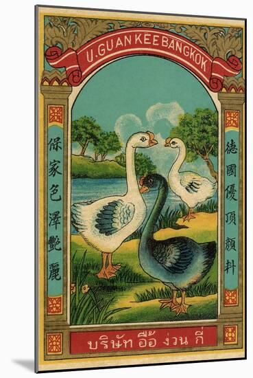 Thai Cotton Label with Geese-null-Mounted Giclee Print