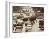 Thai Elephants Maneuver Their Way Through a Bangkok Traffic Jam in Downtown-null-Framed Premium Photographic Print