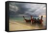 Thai Fishing Boats Beached on Phi Phi Island During a Storm-Alex Saberi-Framed Stretched Canvas