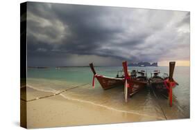 Thai Fishing Boats Beached on Phi Phi Island During a Storm-Alex Saberi-Stretched Canvas