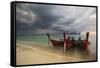 Thai Fishing Boats Beached on Phi Phi Island During a Storm-Alex Saberi-Framed Stretched Canvas