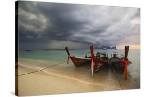 Thai Fishing Boats Beached on Phi Phi Island During a Storm-Alex Saberi-Stretched Canvas