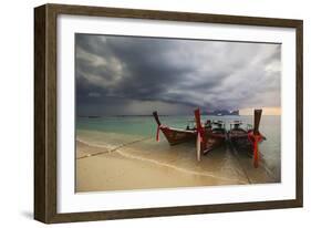 Thai Fishing Boats Beached on Phi Phi Island During a Storm-Alex Saberi-Framed Photographic Print