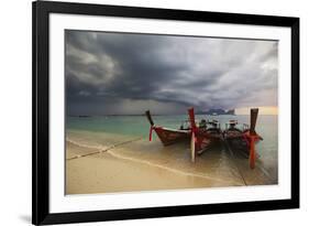 Thai Fishing Boats Beached on Phi Phi Island During a Storm-Alex Saberi-Framed Photographic Print