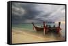 Thai Fishing Boats Beached on Phi Phi Island During a Storm-Alex Saberi-Framed Stretched Canvas
