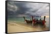 Thai Fishing Boats Beached on Phi Phi Island During a Storm-Alex Saberi-Framed Stretched Canvas