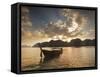 Thai Fishing Boats Off Phi Phi Island at Sunset-Alex Saberi-Framed Stretched Canvas