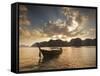 Thai Fishing Boats Off Phi Phi Island at Sunset-Alex Saberi-Framed Stretched Canvas