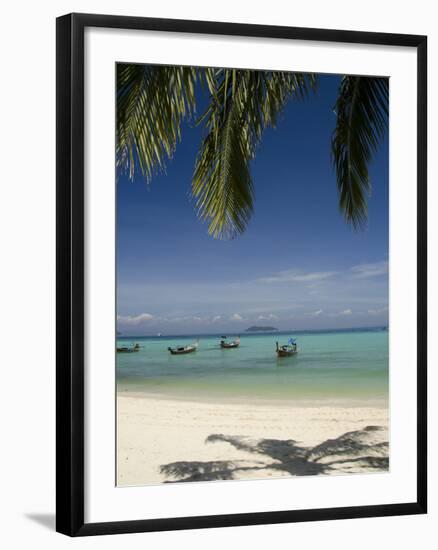 Thai Longboats Along the Coast of Phi Phi Don Island, Phuket, Andaman Sea, Thailand-Cindy Miller Hopkins-Framed Photographic Print