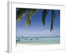 Thai Longboats Along the Coast of Phi Phi Don Island, Phuket, Andaman Sea, Thailand-Cindy Miller Hopkins-Framed Photographic Print