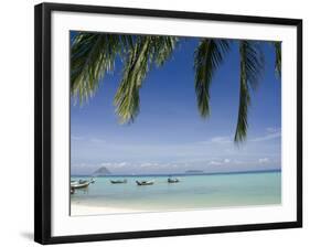 Thai Longboats Along the Coast of Phi Phi Don Island, Phuket, Andaman Sea, Thailand-Cindy Miller Hopkins-Framed Photographic Print