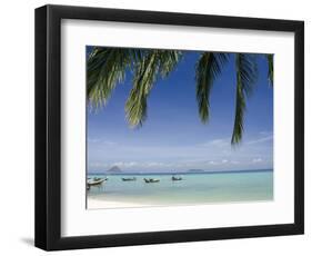 Thai Longboats Along the Coast of Phi Phi Don Island, Phuket, Andaman Sea, Thailand-Cindy Miller Hopkins-Framed Photographic Print