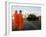 Thai Monks Watch as Soldiers Guard an Area Near Crucial Government Buildings Bangkok, Thailand-null-Framed Premium Photographic Print