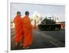 Thai Monks Watch as Soldiers Guard an Area Near Crucial Government Buildings Bangkok, Thailand-null-Framed Photographic Print