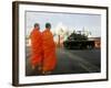 Thai Monks Watch as Soldiers Guard an Area Near Crucial Government Buildings Bangkok, Thailand-null-Framed Photographic Print