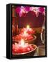 Thai Table Decoration: Red Flower Candles and Orchids-null-Framed Stretched Canvas