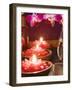 Thai Table Decoration: Red Flower Candles and Orchids-null-Framed Photographic Print