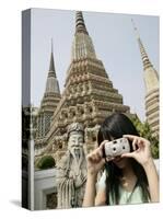 Thai Woman Taking Pictures, Wat Poo, Bangkok, Thailand, Southeast Asia, Asia-Angelo Cavalli-Stretched Canvas