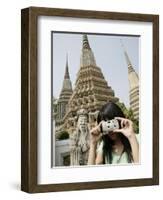 Thai Woman Taking Pictures, Wat Poo, Bangkok, Thailand, Southeast Asia, Asia-Angelo Cavalli-Framed Photographic Print