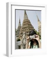 Thai Woman Taking Pictures, Wat Poo, Bangkok, Thailand, Southeast Asia, Asia-Angelo Cavalli-Framed Photographic Print