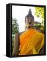 Thailand, Ayutthaya, Buddha Draped with Orange-Terry Eggers-Framed Stretched Canvas