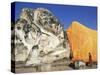 Thailand, Ayutthaya Historical Park, Wat Lokaya Sutha, Monk Preying at Giant Reclining Buddha-Steve Vidler-Stretched Canvas