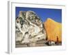 Thailand, Ayutthaya Historical Park, Wat Lokaya Sutha, Monk Preying at Giant Reclining Buddha-Steve Vidler-Framed Photographic Print