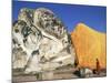 Thailand, Ayutthaya Historical Park, Wat Lokaya Sutha, Monk Preying at Giant Reclining Buddha-Steve Vidler-Mounted Photographic Print