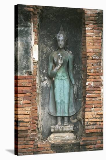 Thailand, Ayutthaya Historical Park, Wat Mahathat, Statue of Buddha-null-Stretched Canvas