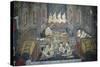 Thailand, Ayutthaya, Wat Suwan Dararam Temple, Mural Painting Showing Scenes from Life of Buddha-null-Stretched Canvas