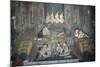 Thailand, Ayutthaya, Wat Suwan Dararam Temple, Mural Painting Showing Scenes from Life of Buddha-null-Mounted Giclee Print