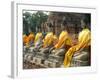 Thailand, Ayutthaya, Wat Yai Chaiyamongkhan. Row of Buddha Statues-Kevin Oke-Framed Photographic Print