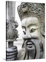 Thailand, Bangkok, Chinese warrior guardian statue at Wat Pho Buddhist temple-Terry Eggers-Stretched Canvas
