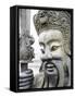 Thailand, Bangkok, Chinese warrior guardian statue at Wat Pho Buddhist temple-Terry Eggers-Framed Stretched Canvas