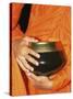 Thailand, Bangkok, Detail of Monk Holding Alms Bowl-Steve Vidler-Stretched Canvas