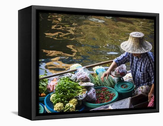 Thailand, Bangkok, Floating Market in Damnoen Saduak-Terry Eggers-Framed Stretched Canvas