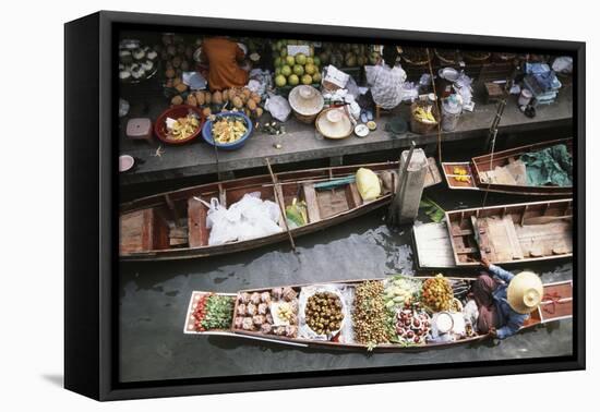 Thailand, Bangkok, Floating Market-David R. Frazier-Framed Stretched Canvas